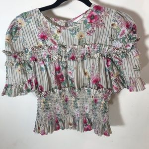Gray Floral Bell Sleeve Top 12